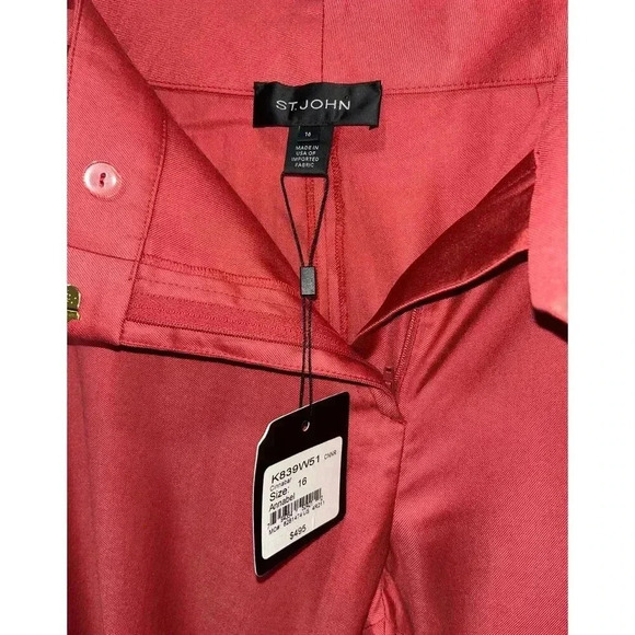 ST. JOHN Annabel Straight Leg Wool Blend Dress Pants Cinnabar Size 16 Trouser - Picture 3 of 9